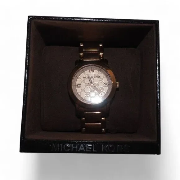 Michael Kors Women's MK3159 Signature Logo Face Rose Gold Watch